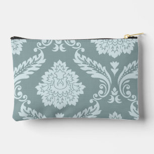 Pochette À Accessoires Art Rococo Damassé I Bleu Canard+Turquoise