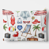 POCHETTE À ACCESSOIRES ARTICLES DE VACANCES D'ÉTÉ ROUGE BLANC BLEU (Verso)