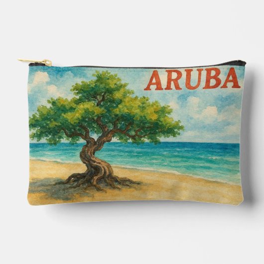 Pochette À Accessoires Aruba Divi Tree Eagle Beach aquarelle (Recto)