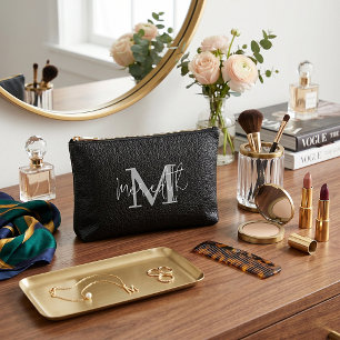 Pochette À Accessoires Aspect cuir noir personnalisé