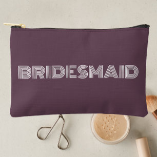 Pochette À Accessoires Aubergine Typographie moderne Bridesmaid