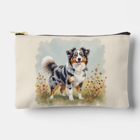 Pochette À Accessoires Australian Shepherd Dog Merle Long Tail (Recto)
