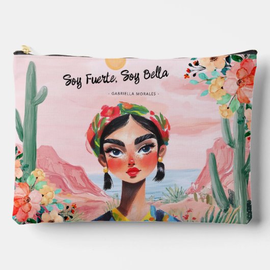 Pochette À Accessoires Autonomisation en fleurs : Monogramme personnalisé (Recto)