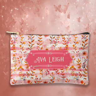 Pochette À Accessoires Ava Leigh rose et orange aquarelle Floral