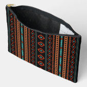 Pochette À Accessoires Aztec Rusts Turquoises Noir Motifs Mixtes V Motif (Ouvrir)
