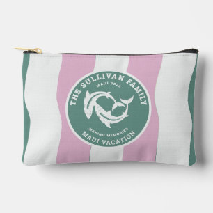 Pochette À Accessoires Badge de vacances en famille Retro Vert Sauge Requ