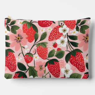 Pochette À Accessoires Baies rouges luxuriantes et fleurs