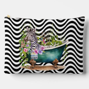 Pochette À Accessoires Baignoire Zèbre Blanc Noir Vastes Psychédélique