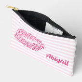 Pochette À Accessoires Baiser Empreinte de léopard rose - Personnalisé (Ouvrir)