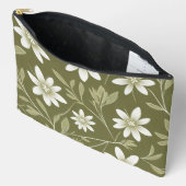 Pochette À Accessoires Baisson blanc tropical sur vert olive Élégant (Ouvrir)