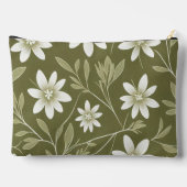 Pochette À Accessoires Baisson blanc tropical sur vert olive Élégant (Verso)