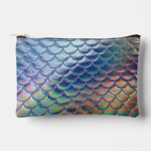 Pochette À Accessoires Balances de poissons de sirène bleu vert Holograph