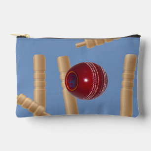 Pochette À Accessoires Balle de cricket sur fond bleu fracassant les piqu