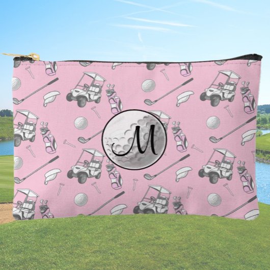 Pochette À Accessoires Balle et cartons de golf rose sur mesure Monogram