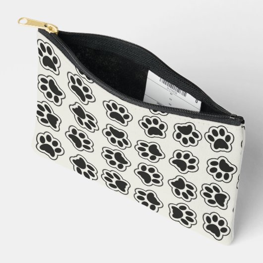 Pochette À Accessoires Balles noires, Paws de chien, Paws de chat, Plan (Ouvrir)