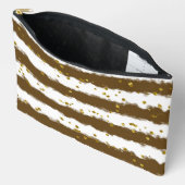 Pochette À Accessoires Bandes Brown et blanches avec points d'or (Ouvrir)
