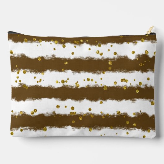 Pochette À Accessoires Bandes Brown et blanches avec points d'or (Verso)