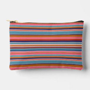 Pochette À Accessoires Bandes horizontales bleu rose terre cuite rétro
