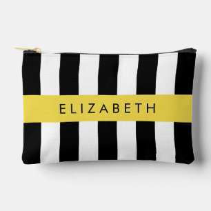 Pochette À Accessoires Bandes noires et blanches, Gravées, Lignes, Votre