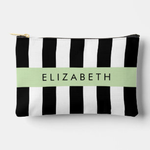 Pochette À Accessoires Bandes noires et blanches, Gravées, Lignes, Votre