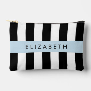 Pochette À Accessoires Bandes noires et blanches, Gravées, Lignes, Votre
