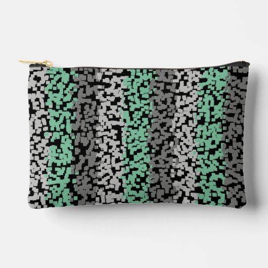 Pochette À Accessoires Bandes numériques pixélisées, vertes, grises, noir (Recto)