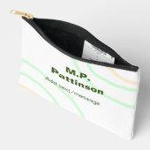 Pochette À Accessoires Bandes orange vertes ajouter le nom message texte (Ouvrir)
