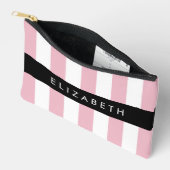 Pochette À Accessoires Bandes Roses, Motif Gratté, Lignes, Votre Nom (Ouvrir)