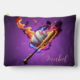Pochette À Accessoires Baseball en feu.
