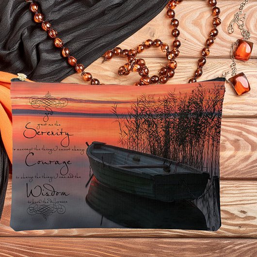 Pochette À Accessoires Bateau coucher de soleil avec prière sereine