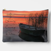 Pochette À Accessoires Bateau coucher de soleil avec prière sereine (Recto)