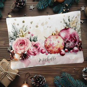 Pochette À Accessoires baubles de noël colorés avec fleurs