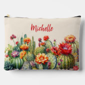 Pochette À Accessoires Beau Cactus Flower Avec Nom Grand (Recto)