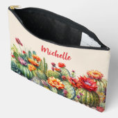 Pochette À Accessoires Beau Cactus Flower Avec Nom Grand (Ouvrir)