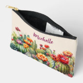 Pochette À Accessoires Beau Cactus Flower Avec Nom Petit (Ouvrir)