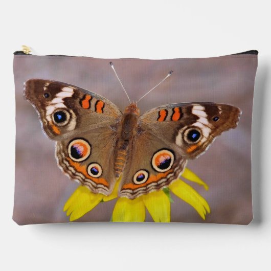Pochette À Accessoires Beau papillon sur Fleur Jaune (Recto)