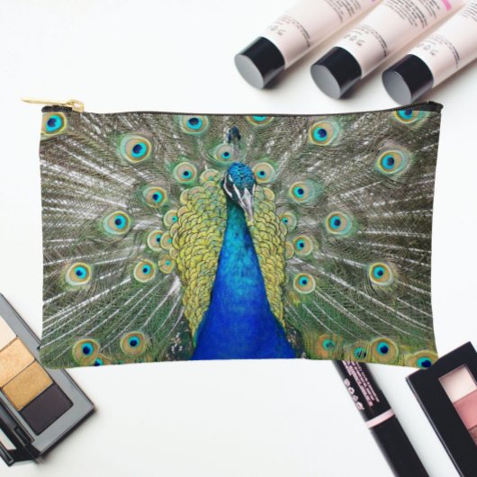 Pochette À Accessoires Beau Peacock Bleu Plumage