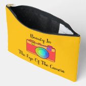 Pochette À Accessoires Beauté dans l'œil de la caméra jaune (Ouvrir)