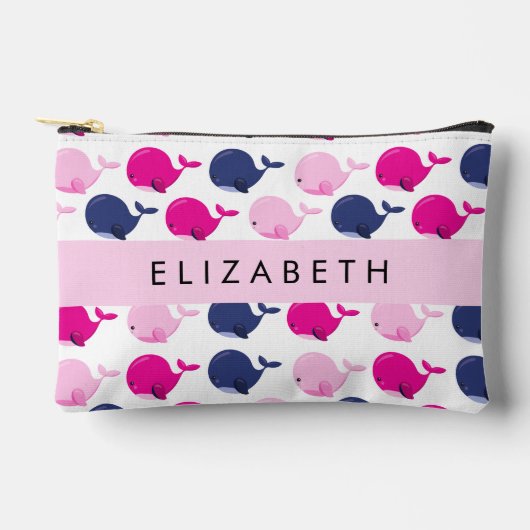 Pochette À Accessoires Beaux Baleines, Motif De Baleines, Votre Nom (Recto)