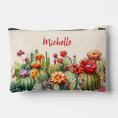 Pochette À Accessoires Beaux Cactus Fleuris Avec Nom Petit (Verso)