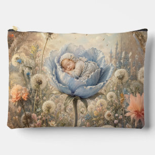 Pochette À Accessoires Bébé endormi dans une fleur bleue Bébé