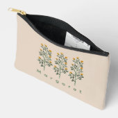 Pochette À Accessoires Beige Fleur sauvage Elégance Boho tendance (Ouvrir)