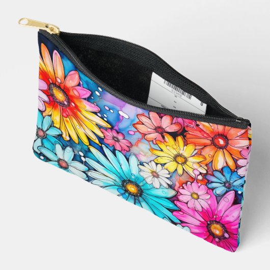 Pochette À Accessoires Belle Fleur De Faisée Abstraite (Ouvrir)