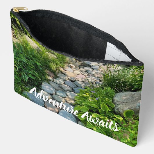 Pochette À Accessoires Belle forêt scène ensoleillé chemin de pierre phot (Ouvrir)