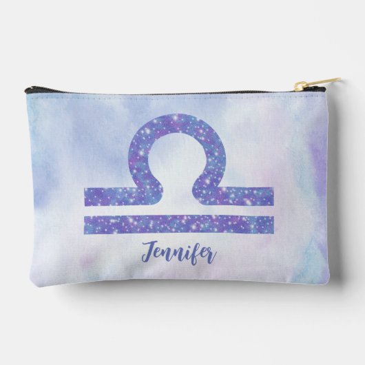 Pochette À Accessoires Belle Libra Astrologie Signe Personnalisé Violet (Verso)