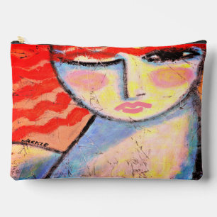 Pochette À Accessoires Belle Tête Rouge Art Abstrait