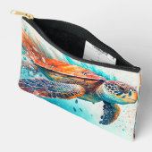 Pochette À Accessoires Belle tortue de mer de couleur natation (Ouvrir)