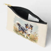 Pochette À Accessoires Berger Australien Merle Queue Longue (Ouvrir)