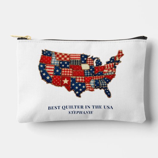 Pochette À Accessoires Best Quilter in the USA Personalized Patchwork (Recto)