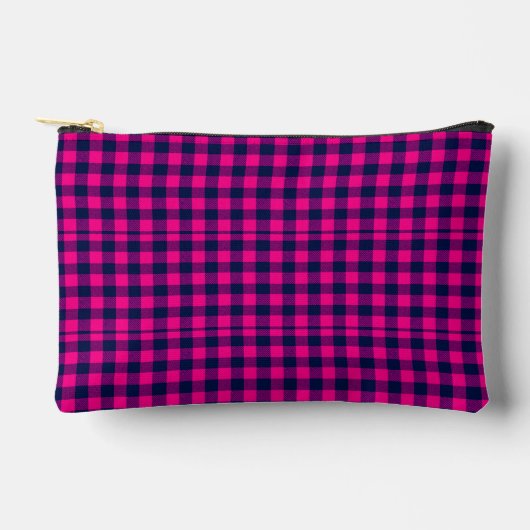 Pochette À Accessoires Big Pixel Check Plaid in Pink Navy (Recto)